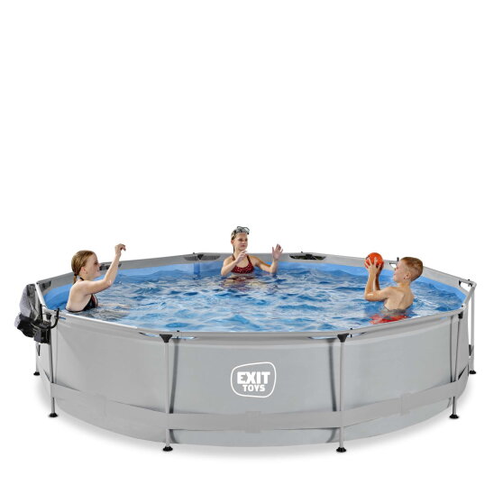 EXIT Soft Grey pool &oslash;360x76cm with filter pump and dome - grey