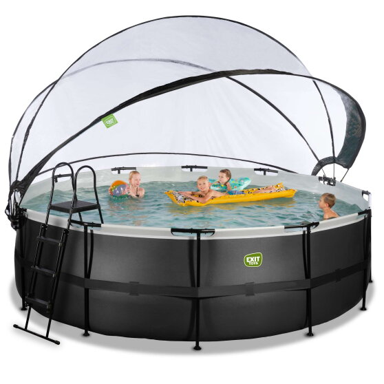 EXIT Black Leather pool ø450x122cm with sand filter pump and dome - black