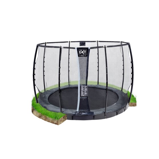 EXIT Supreme ground level trampoline ø305cm with safety net - grey