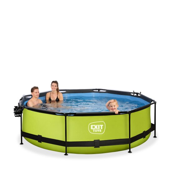EXIT Lime pool ø300x76cm with filter pump and dome and canopy - green