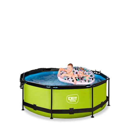 EXIT Lime pool ø244x76cm with filter pump and canopy - green