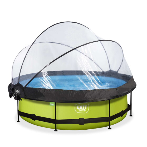 EXIT Lime pool ø300x76cm with filter pump and dome and canopy - green