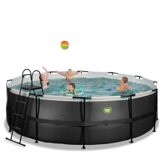 EXIT Black Leather pool ø450x122cm with sand filter pump - black