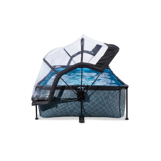 EXIT Stone pool 220x150x65cm with filter pump and dome - grey