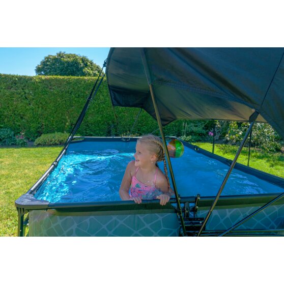 EXIT Wood pool 300x200x65cm with filter pump and canopy - brown