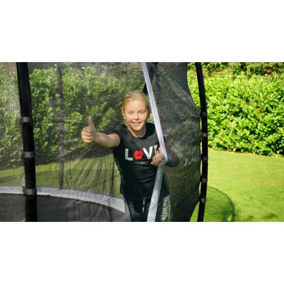 EXIT Elegant Premium ground trampoline ø427cm with Deluxe safety net - green