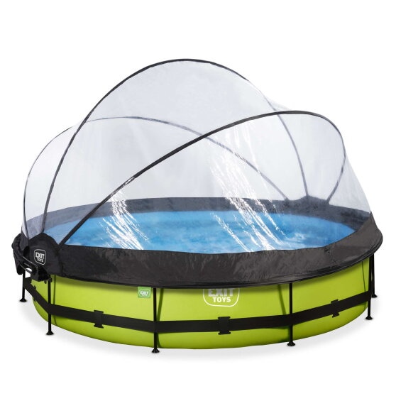 EXIT Lime pool &oslash;360x76cm with filter pump and dome and canopy - green