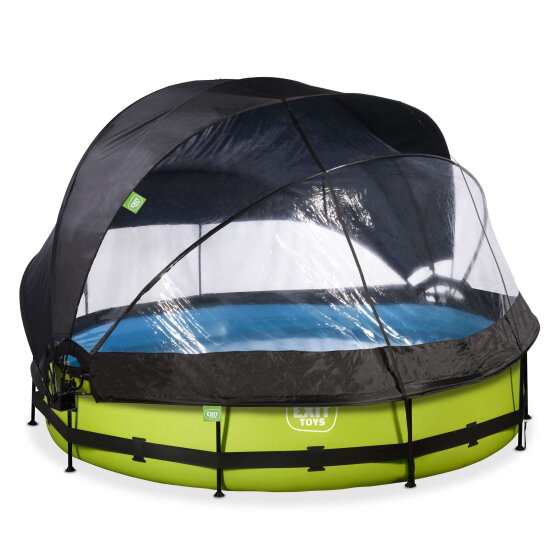 EXIT Lime pool &oslash;360x76cm with filter pump and dome and canopy - green