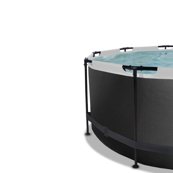 EXIT Black Leather pool ø360x122cm with filter pump - black