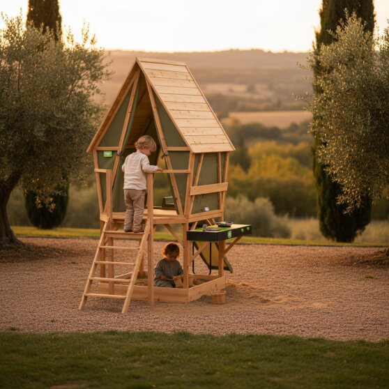 EXIT Yuki 550 playhouse with slide, mud kitchen and sandpit