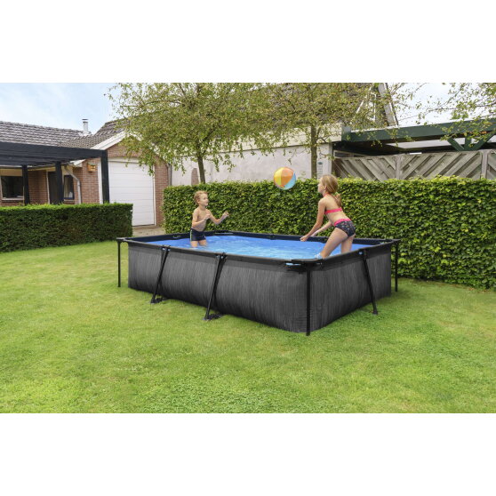 EXIT Black Wood pool 300x200x65cm with filter pump - black