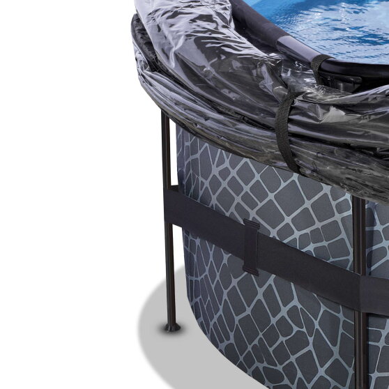 EXIT Stone pool ø450x122cm with sand filter pump and dome - grey