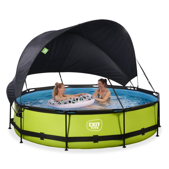 EXIT Lime pool ø360x76cm with filter pump and canopy - green