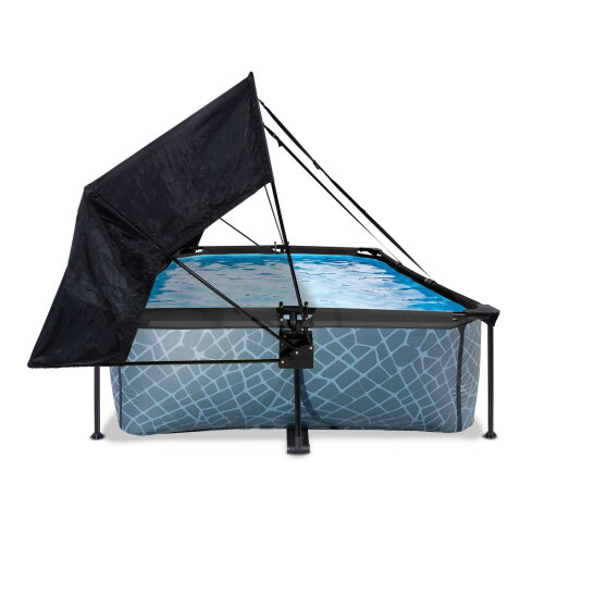 EXIT Stone pool 300x200x65cm with filter pump and canopy - grey