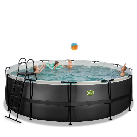 EXIT Black Leather pool ø450x122cm with sand filter pump - black