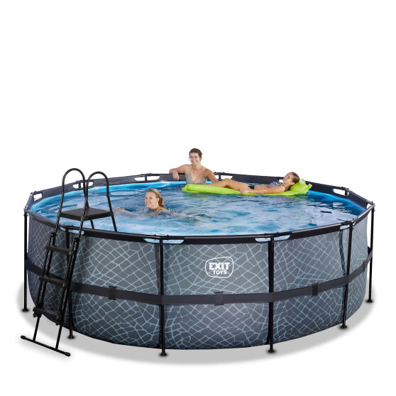 EXIT Stone pool ø427x122cm with filter pump - grey
