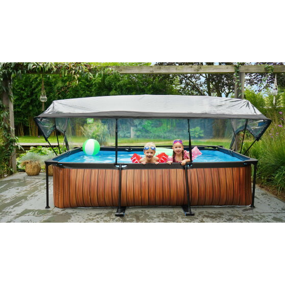 EXIT Stone pool 300x200x65cm with filter pump and dome - grey