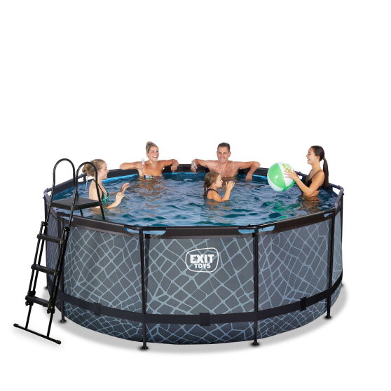 EXIT Stone pool &oslash;360x122cm with sand filter pump - grey