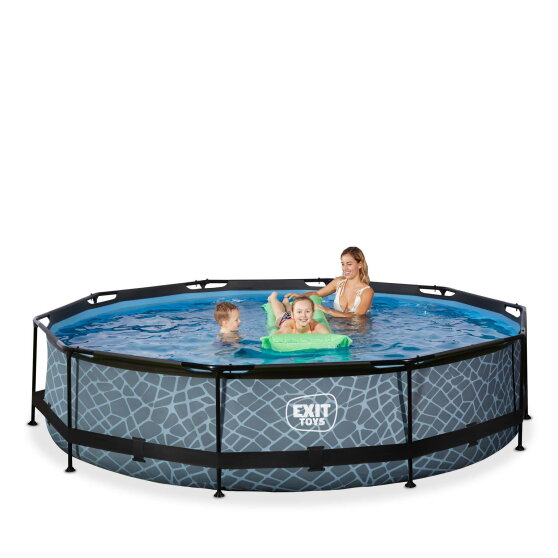 EXIT Stone pool &oslash;360x76cm with filter pump - grey