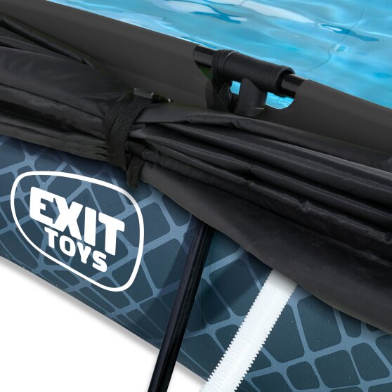 EXIT Stone pool 220x150x65cm with filter pump and canopy - grey