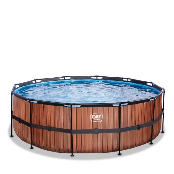 EXIT Wood pool ø427x122cm with sand filter pump - brown