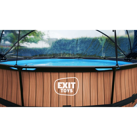 EXIT Stone pool &oslash;360x76cm with filter pump and dome - grey