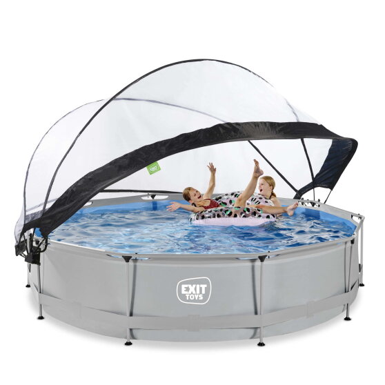 EXIT Soft Grey pool &oslash;360x76cm with filter pump and dome - grey
