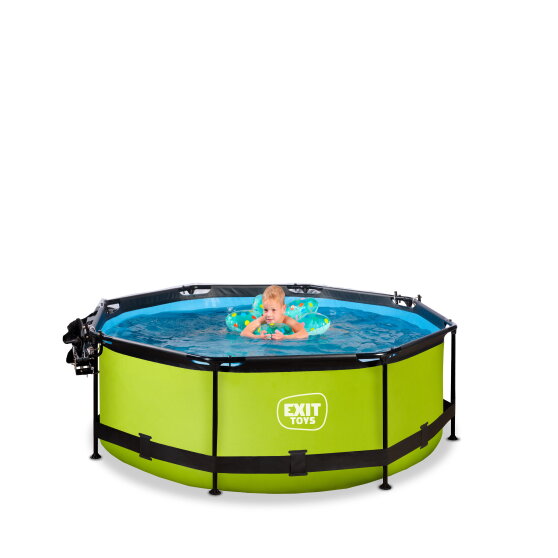 EXIT Lime pool ø244x76cm with filter pump and dome and canopy - green