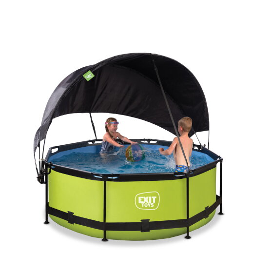 EXIT Lime pool ø244x76cm with filter pump and canopy - green