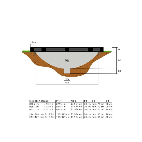 EXIT Elegant Premium ground trampoline ø427cm with Deluxe safety net - black
