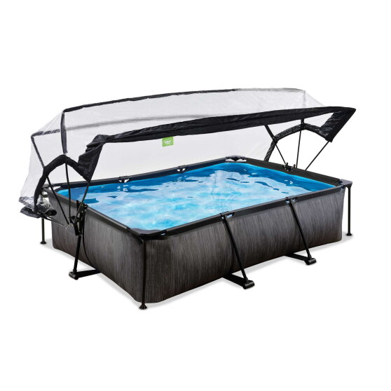 EXIT Black Wood pool 300x200x65cm with filter pump and dome - black