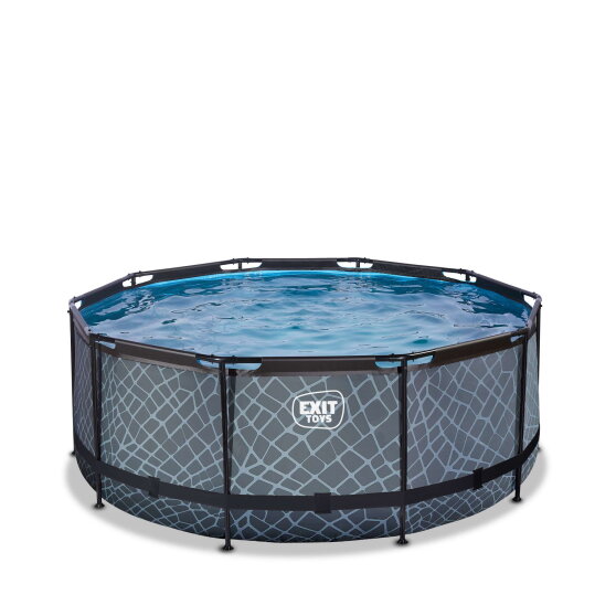 EXIT Stone pool &oslash;360x122cm with filter pump - grey