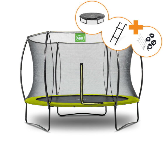 EXIT Silhouette trampoline ø244cm - green + free accessory kit