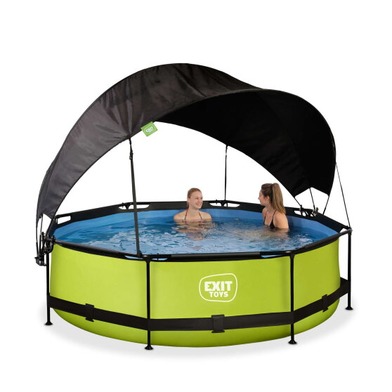 EXIT Lime pool &oslash;300x76cm with filter pump and canopy - green