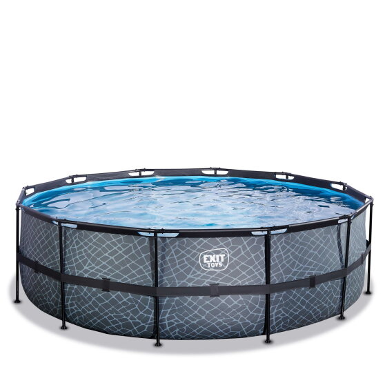 EXIT Stone pool &oslash;450x122cm with sand filter pump - grey