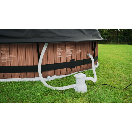 EXIT Black Wood pool &oslash;360x76cm with filter pump and dome - black