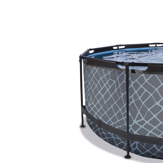 EXIT Stone pool &oslash;360x122cm with filter pump - grey