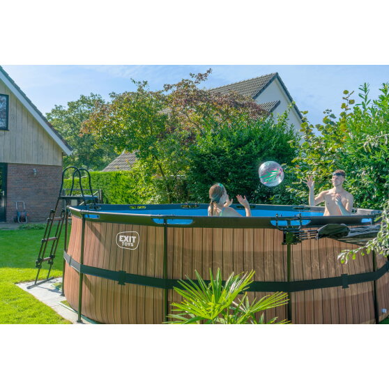 EXIT Wood pool &oslash;450x122cm with filter pump - brown