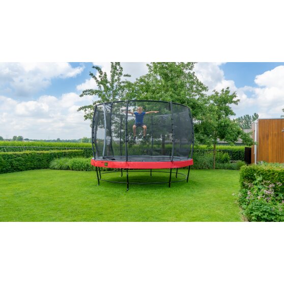 EXIT Elegant Premium trampoline ø427cm with Deluxe safetynet - red