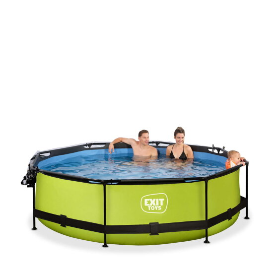 EXIT Lime pool &oslash;300x76cm with filter pump and dome - green