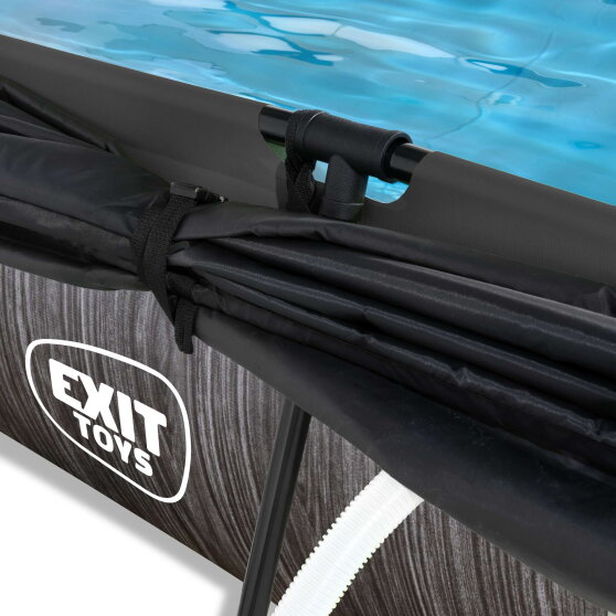 EXIT Black Wood pool 300x200x65cm with filter pump and canopy - black