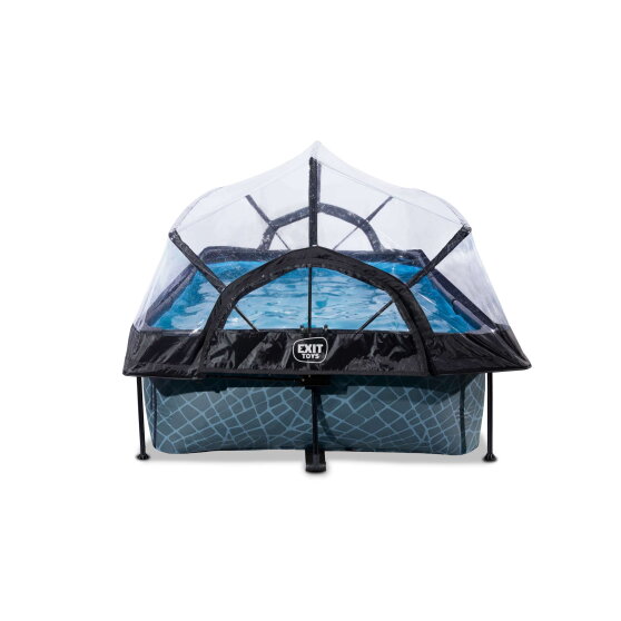 EXIT Stone pool 220x150x65cm with filter pump and dome - grey