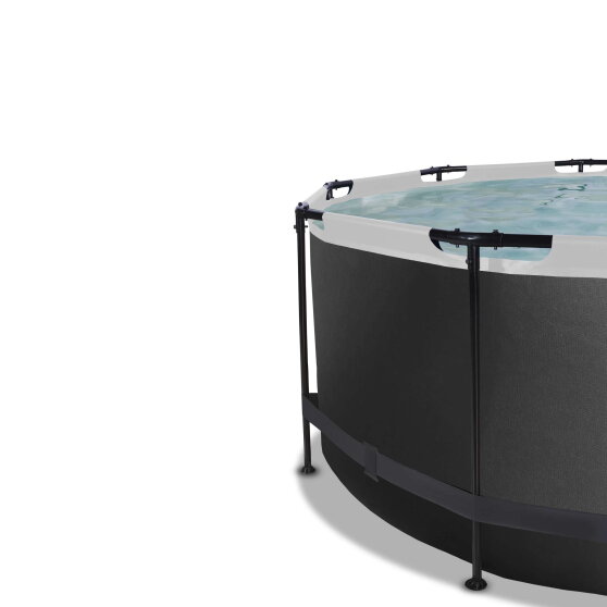 EXIT Black Leather pool ø360x122cm with sand filter pump and dome - black