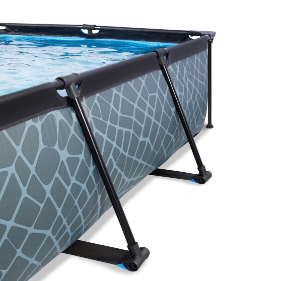 EXIT Stone pool 220x150x65cm with filter pump and dome - grey