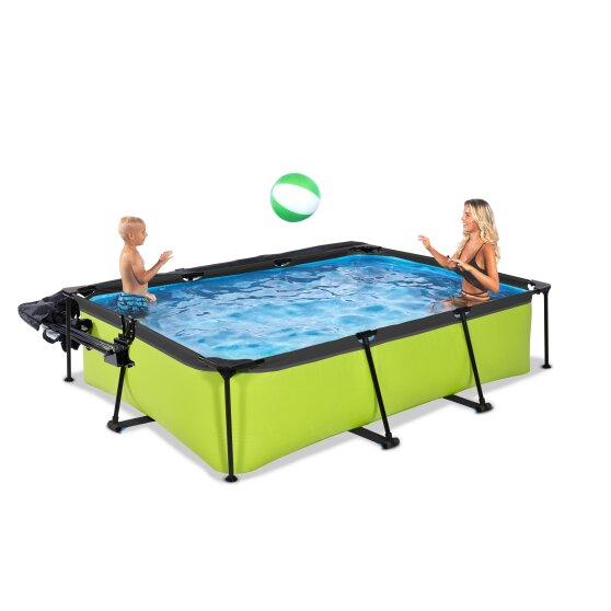 EXIT Lime pool 300x200x65cm with filter pump and dome and canopy - green