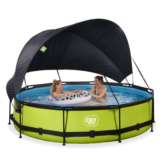 EXIT Lime pool &oslash;360x76cm with filter pump and canopy - green