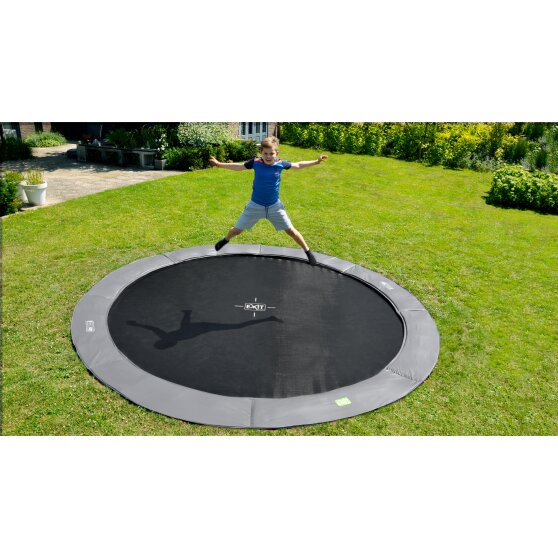 EXIT InTerra ground-level trampoline ø427cm - grey