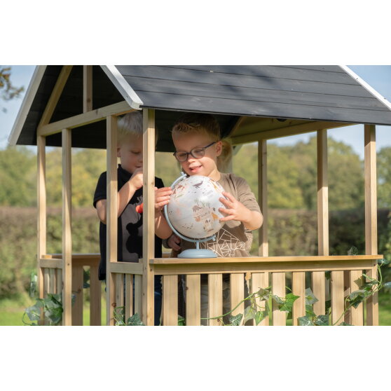 EXIT Panorama 500 wooden playhouse with slide and sandpit