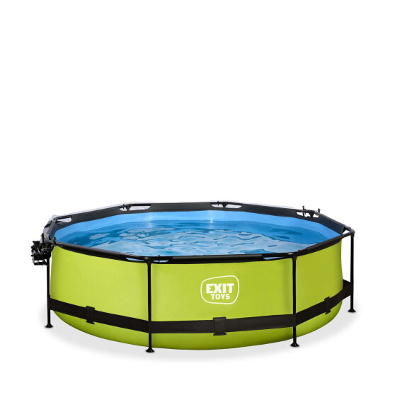 EXIT Lime pool ø300x76cm with filter pump and dome and canopy - green