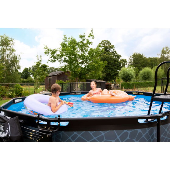 EXIT Stone pool &oslash;360x122cm with filter pump - grey